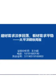 钢铁周报：建材需求淡季回落，板材需求平稳
