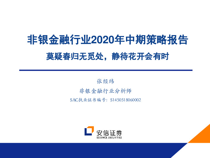 非银金融行业2020年中期策略报告：莫疑春归无觅处，静待花开会有时