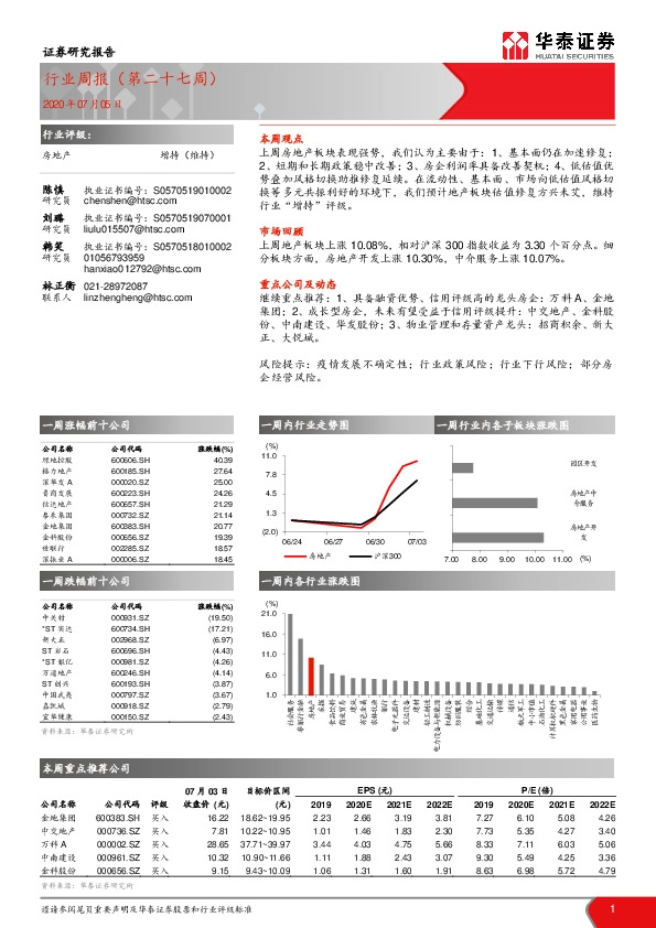 房地产行业周报（第二十七周）