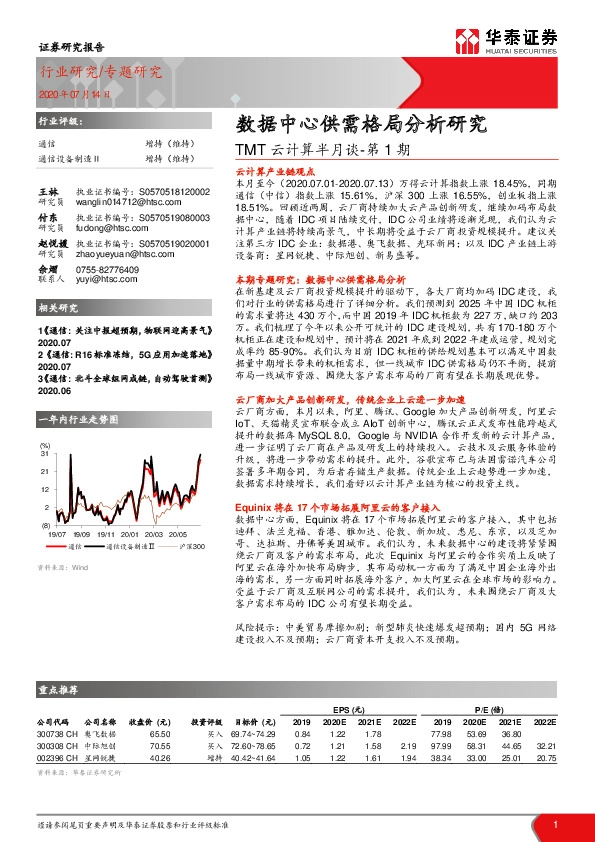 TMT云计算半月谈-第1期：数据中心供需格局分析研究