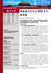 新能源汽车行业2020年中期策略：乘风破浪的新能源汽车