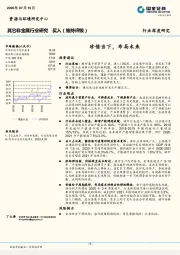 其它非金属行业研究：珍惜当下，布局未来