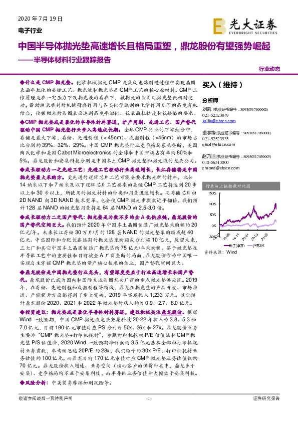半导体材料行业跟踪报告：中国半导体抛光垫高速增长且格局重塑，鼎龙股份有望强势崛起