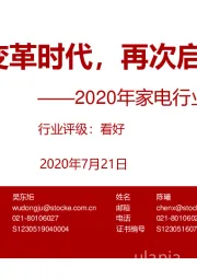 2020年家电行业中期投资策略：变革时代，再次启航