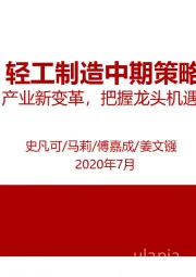 轻工制造中期策略:产业新变革,把握龙头机遇