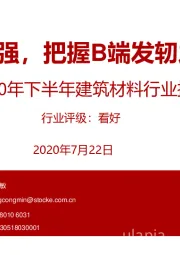 2020年下半年建筑材料行业投资策略：强者恒强，把握B端发轫之机