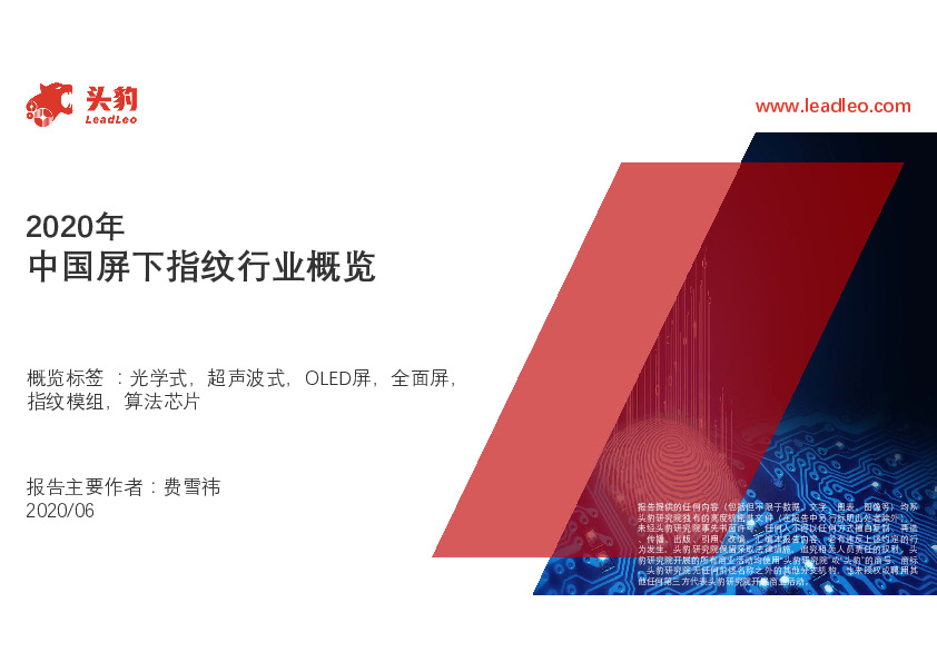 2020年中国屏下指纹行业概览