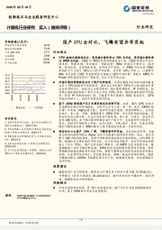 计算机行业研究：国产CPU全对比，飞腾有望异军突起