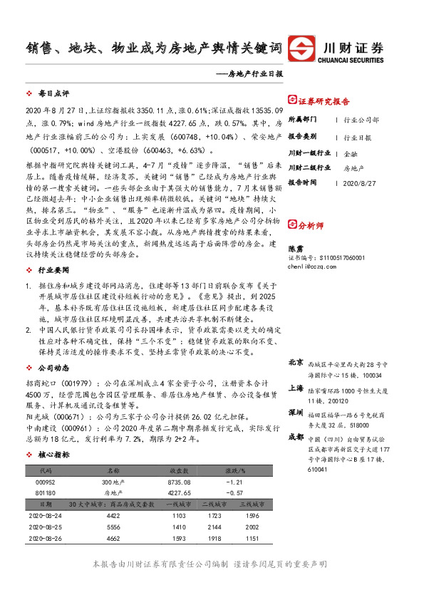 房地产行业日报：销售、地块、物业成为房地产舆情关键词