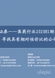 医药行业2020H1财报分析：寻找具有相对性价比的公司