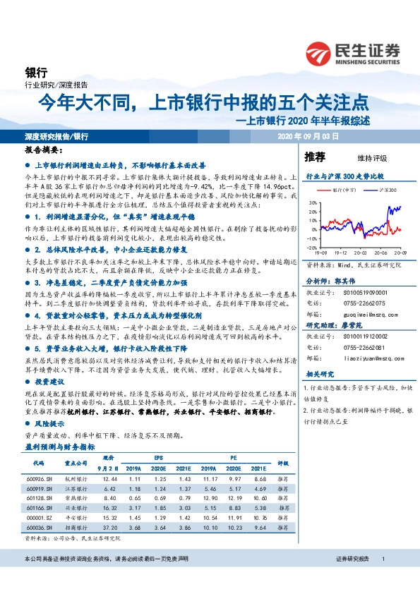 上市银行2020年半年报综述：今年大不同，上市银行中报的五个关注点
