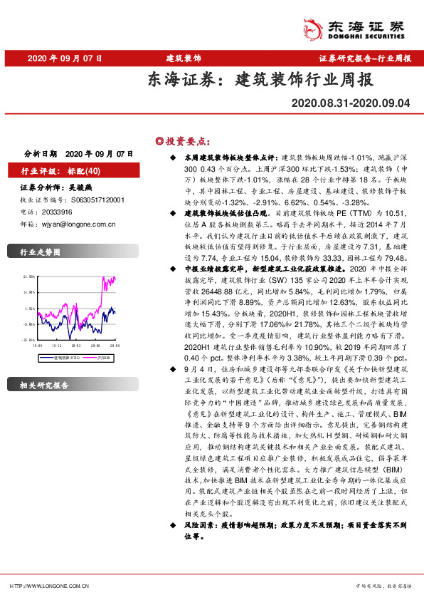 建筑装饰行业周报