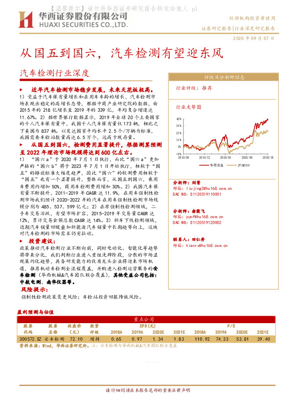 汽车检测行业深度：从国五到国六，汽车检测有望迎东风