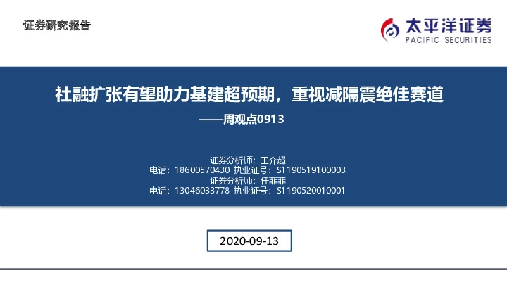 基建周观点：社融扩张有望助力基建超预期，重视减隔震绝佳赛道