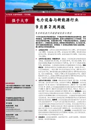 电力设备与新能源行业9月第2周周报：8月新能源汽车销量增长势头明显