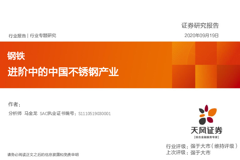 钢铁行业专题研究：进阶中的中国不锈钢产业