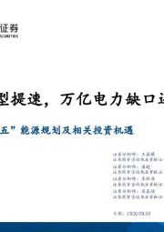 能源行业:前瞻“十四五”能源规划及相关投资机遇:能源转型提速,万亿电力缺口还看风光