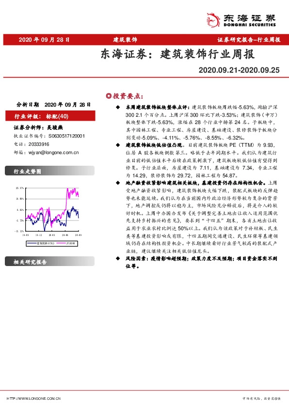 建筑装饰行业周报