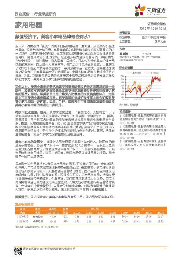 家用电器行业深度研究：颜值经济下，美容小家电品牌何去何从？