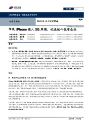 电子元器件2020年10月投资策略：苹果iPhone进入5G周期，优选核心优质企业