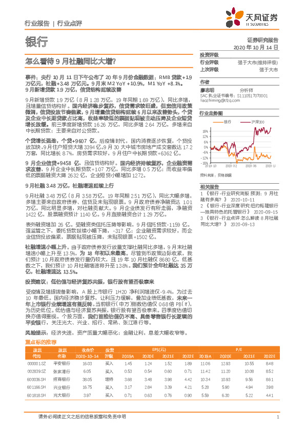 银行：怎么看待9月社融同比大增？