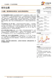 稀有金属行业研究周报-小金属:锂的黎明即将到来 钴的旺季或将更旺