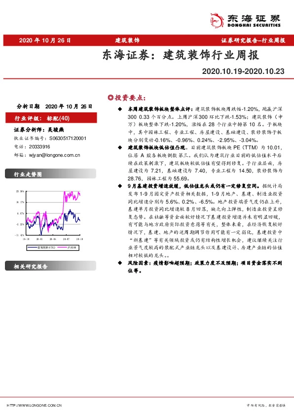 建筑装饰行业周报
