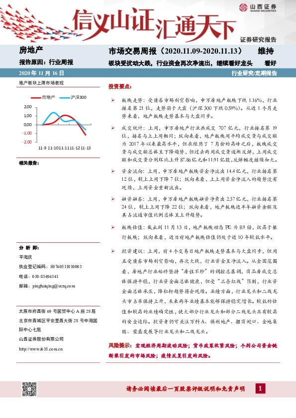 房地产市场交易周报：板块受扰动大跌，行业资金再次净流出，继续看好龙头