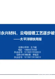 钢铁周报：央视调研永兴材料，云母提锂工艺逐步被市场认可