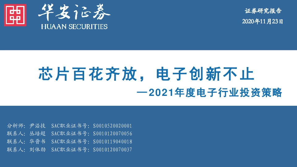 2021年度电子行业投资策略：芯片百花齐放，电子创新不止
