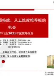 汽车行业2021年度策略报告：景气上行有望持续，从五维度推荐标的机会