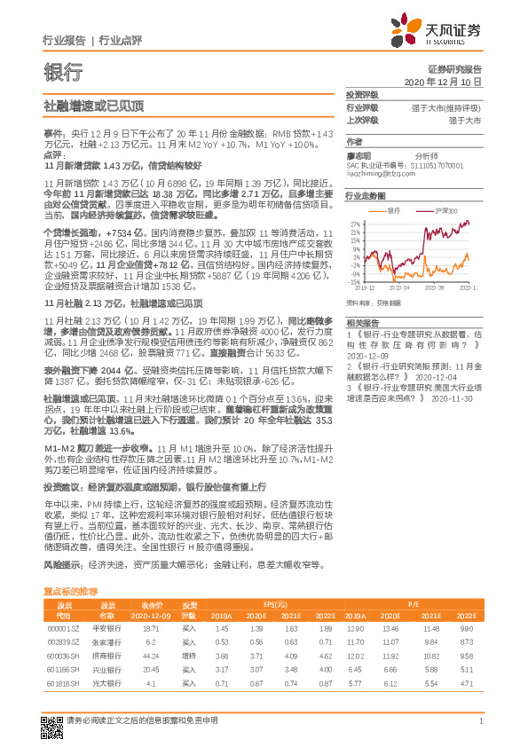 银行行业点评：社融增速或已见顶
