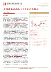 公用事业：锂资源企业表现活跃，11月电力生产明显加快