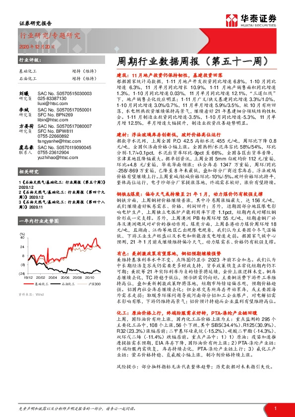 基础化工周期行业数据周报（第五十一周）