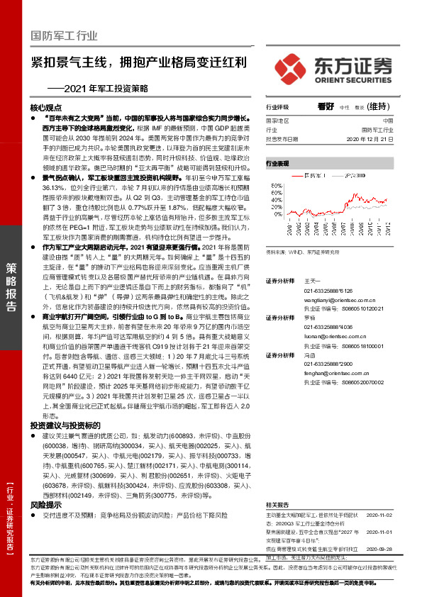 国防军工行业：2021年军工投资策略：紧扣景气主线，拥抱产业格局变迁红利