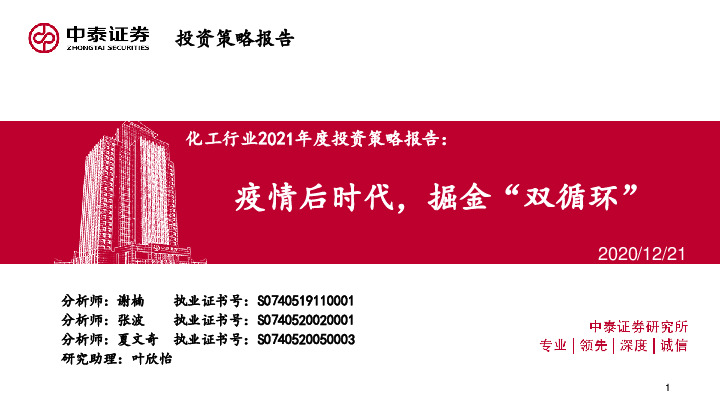 化工行业2021年度投资策略报告：疫情后时代，掘金“双循环”