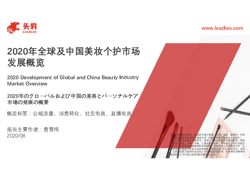 2020年全球及中国美妆个护市场发展概览