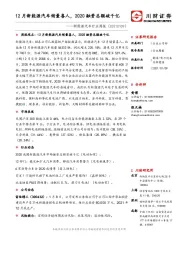 新能源汽车行业周报：12月新能源汽车销量喜人，2020融资总额破千亿