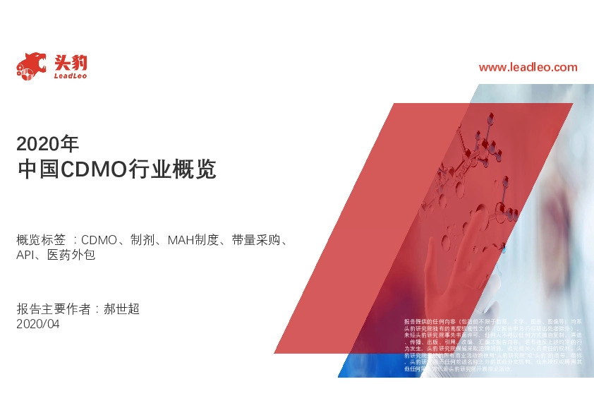 2020年中国CDMO行业概览