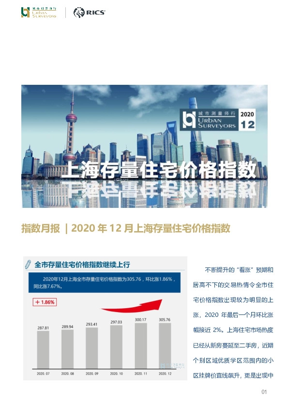 房地产指数月报：2020年12月上海存量住宅价格指数