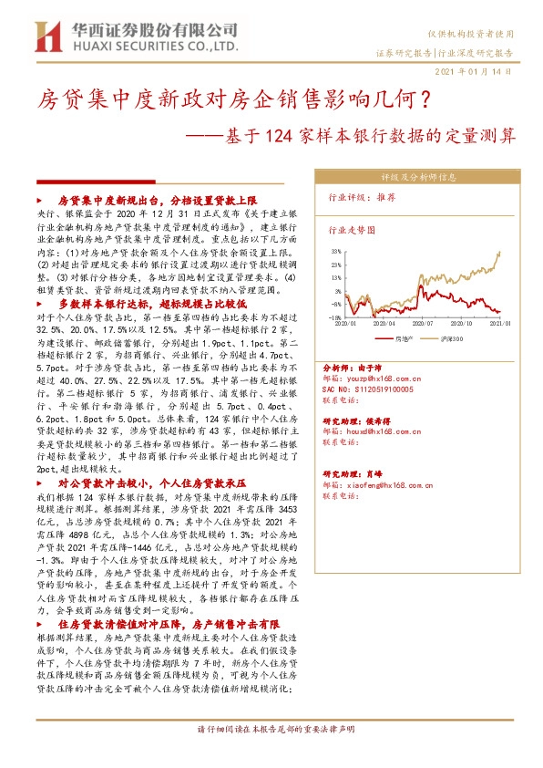 房地产：基于124家样本银行数据的定量测算-房贷集中度新政对房企销售影响几何？