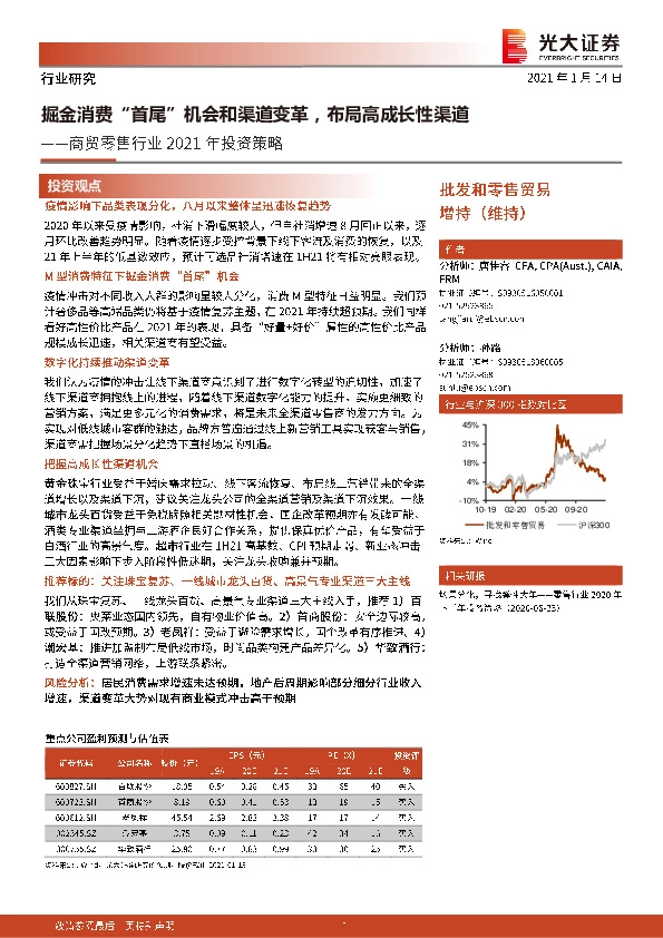 商贸零售行业2021年投资策略：掘金消费“首尾”机会和渠道变革，布局高成长性渠道