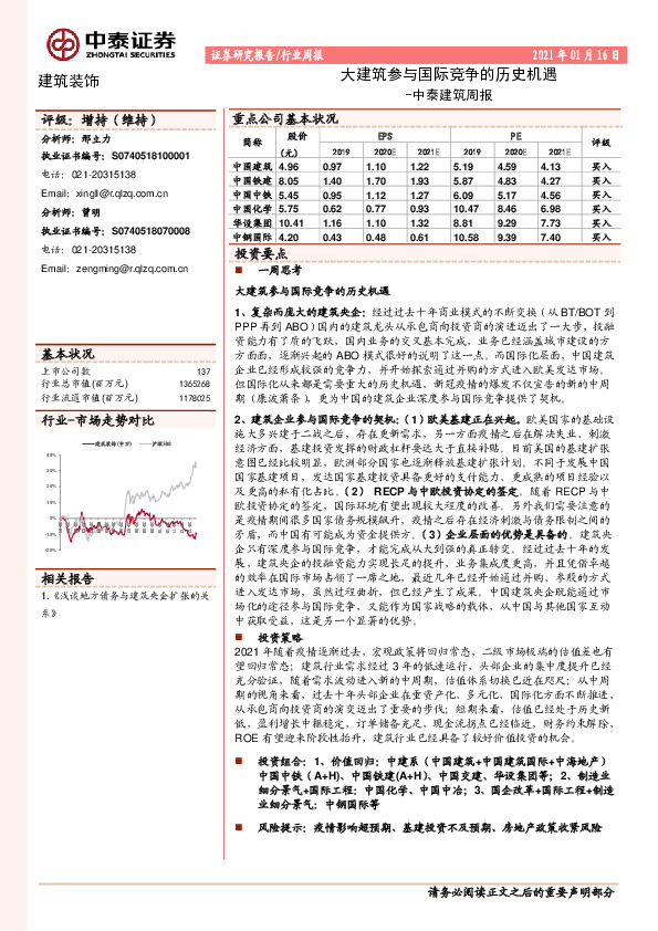 建筑周报：大建筑参与国际竞争的历史机遇