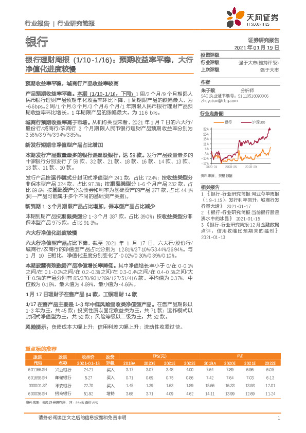 银行理财周报：预期收益率平稳，大行净值化进度较慢