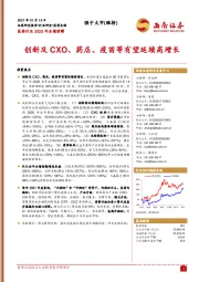 医药行业2020年业绩前瞻：创新及CXO、药店、疫苗等有望延续高增长