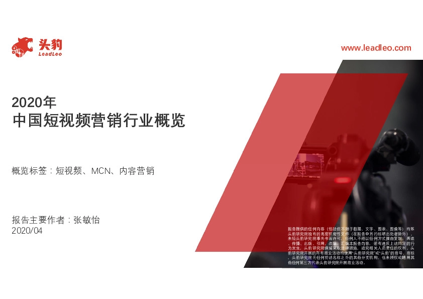 2020年中国短视频营销行业概览