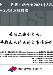 医药生物行业2021年3月投资策略暨2020年报和20Q1业绩前瞻:关注二线小龙头,寻找未来的医药大市值公司