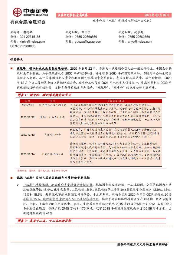 有色金属/金属观察：碳中和及“双控”考核对电解铝冲击几何？