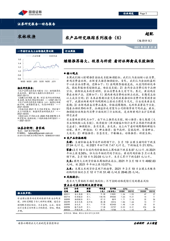 农林牧渔行业周报：农产品研究跟踪系列报告（6）