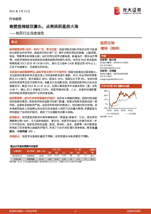核药行业深度报告：高壁垒铸就双寡头，点亮核药星辰大海